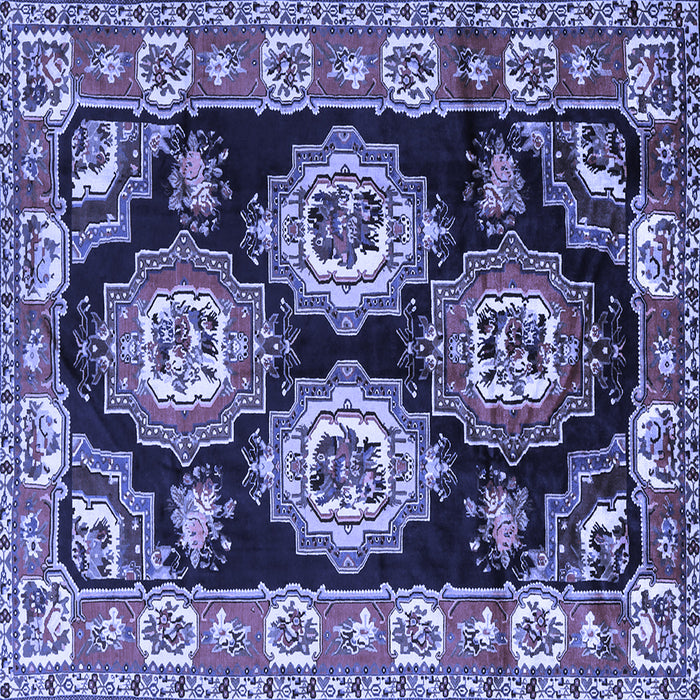 Square Machine Washable Persian Blue Traditional Rug, wshtr2279blu