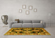 Machine Washable Persian Yellow Traditional Rug in a Living Room, wshtr2279yw