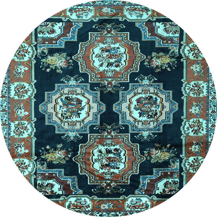 Round Persian Light Blue Traditional Rug, tr2279lblu