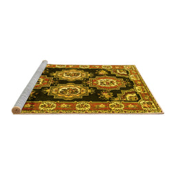 Sideview of Machine Washable Persian Yellow Traditional Rug, wshtr2279yw
