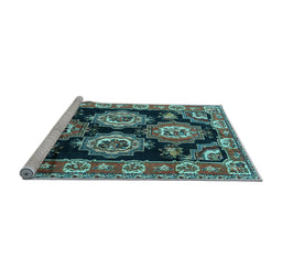 Sideview of Machine Washable Persian Light Blue Traditional Rug, wshtr2279lblu