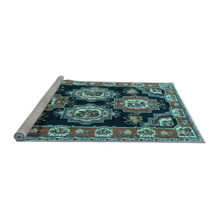 Sideview of Machine Washable Persian Light Blue Traditional Rug, wshtr2279lblu