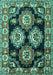 Machine Washable Persian Turquoise Traditional Area Rugs, wshtr2279turq