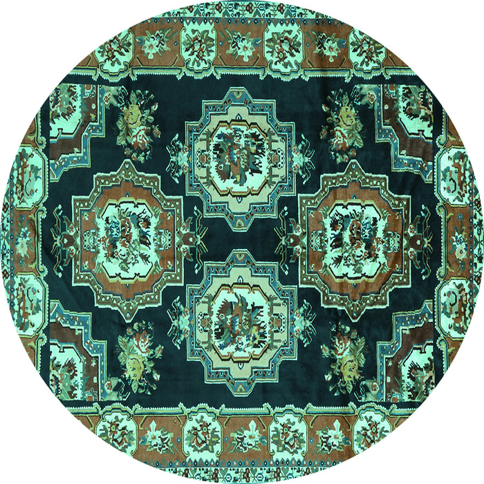Round Persian Turquoise Traditional Rug, tr2279turq