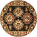 Round Machine Washable Persian Brown Traditional Rug, wshtr2279brn