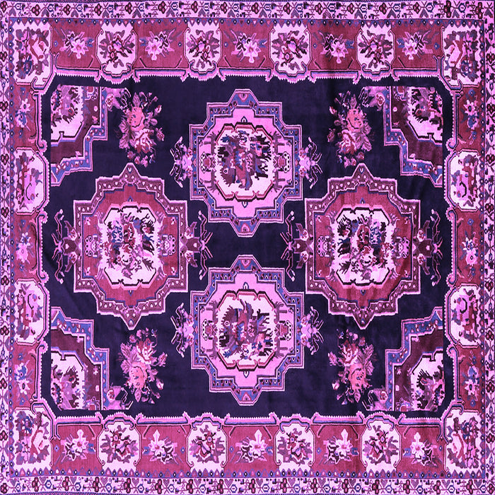Square Machine Washable Persian Purple Traditional Area Rugs, wshtr2279pur