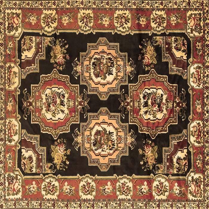 Square Machine Washable Persian Brown Traditional Rug, wshtr2279brn