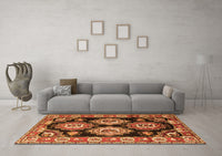 Machine Washable Persian Orange Traditional Rug, wshtr2279org