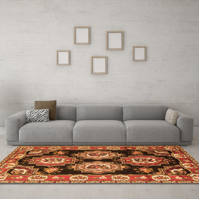 Machine Washable Persian Orange Traditional Area Rugs in a Living Room, wshtr2279org