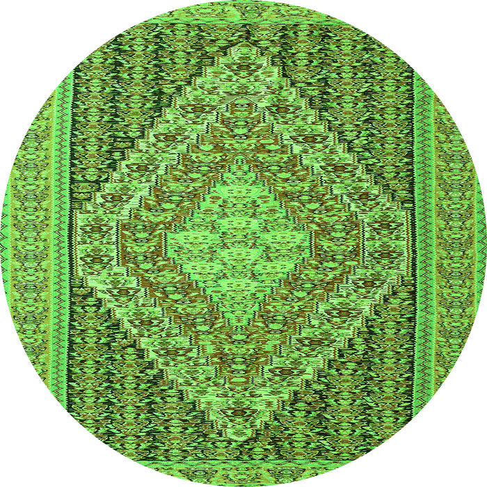 Square Medallion Green Traditional Rug, tr227grn