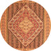 Machine Washable Medallion Orange Traditional Area Rugs, wshtr227org