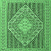 Square Medallion Emerald Green Traditional Rug, tr227emgrn