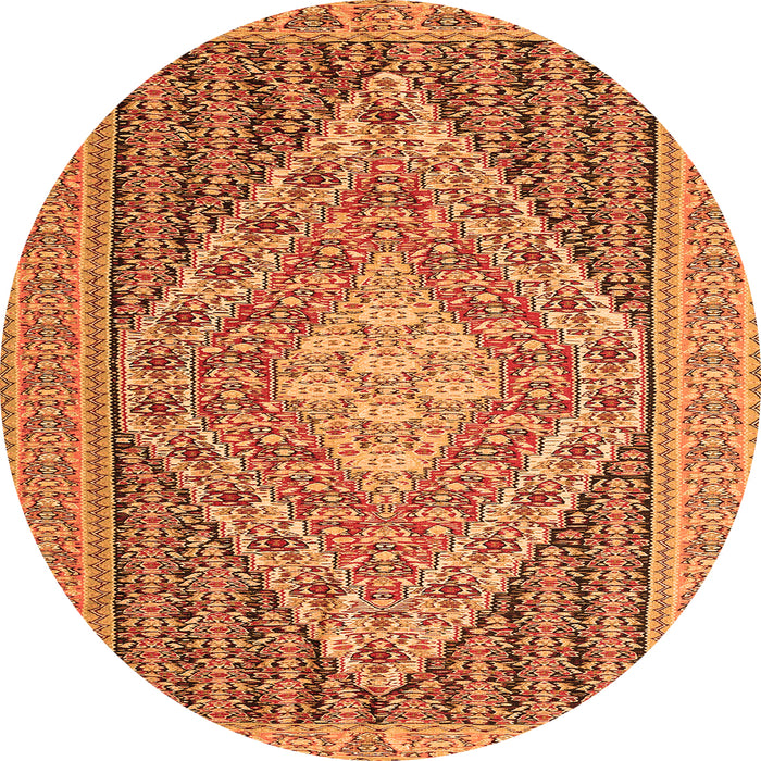 Square Medallion Orange Traditional Rug, tr227org