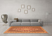 Machine Washable Medallion Orange Traditional Area Rugs in a Living Room, wshtr227org