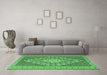 Machine Washable Medallion Emerald Green Traditional Area Rugs in a Living Room,, wshtr227emgrn