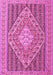 Machine Washable Medallion Pink Traditional Rug, wshtr227pnk