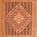 Serging Thickness of Medallion Orange Traditional Rug, tr227org