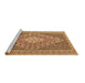 Sideview of Machine Washable Medallion Brown Traditional Rug, wshtr227brn