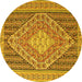 Round Medallion Yellow Traditional Rug, tr227yw
