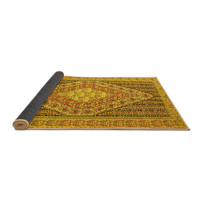 Sideview of Medallion Yellow Traditional Rug, tr227yw