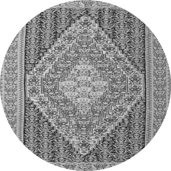 Machine Washable Medallion Gray Traditional Rug, wshtr227gry