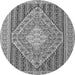 Machine Washable Medallion Gray Traditional Rug, wshtr227gry