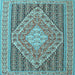 Square Medallion Light Blue Traditional Rug, tr227lblu