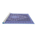 Sideview of Machine Washable Medallion Blue Traditional Rug, wshtr227blu