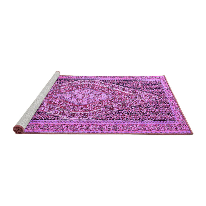 Sideview of Machine Washable Medallion Purple Traditional Area Rugs, wshtr227pur