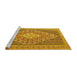 Sideview of Machine Washable Medallion Yellow Traditional Rug, wshtr227yw