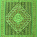 Serging Thickness of Medallion Green Traditional Rug, tr227grn