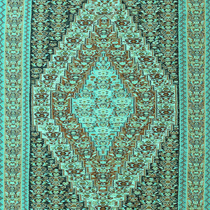 Machine Washable Medallion Turquoise Traditional Area Rugs, wshtr227turq