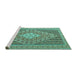 Sideview of Machine Washable Medallion Turquoise Traditional Area Rugs, wshtr227turq