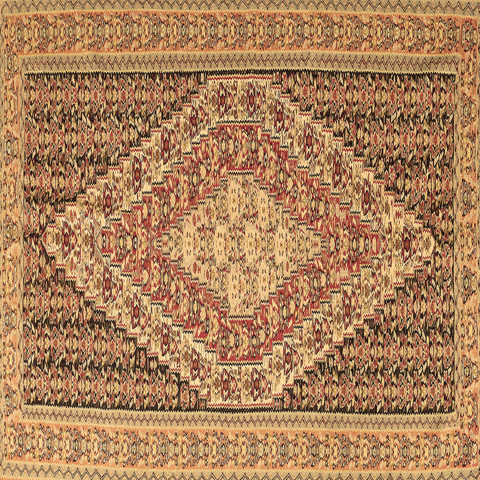 Square Machine Washable Medallion Brown Traditional Rug, wshtr227brn