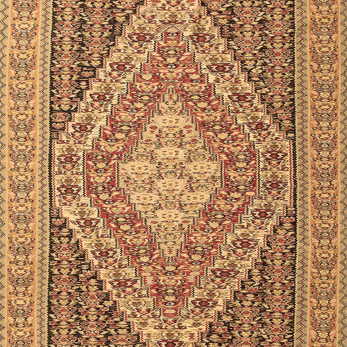 Machine Washable Medallion Brown Traditional Rug, wshtr227brn