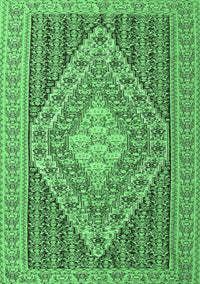 Medallion Emerald Green Traditional Rug, tr227emgrn