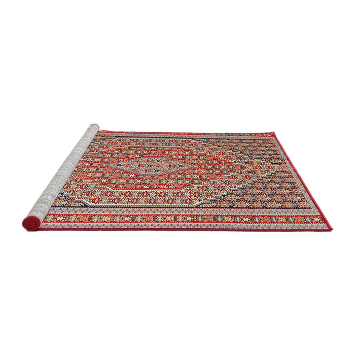 Sideview of Machine Washable Traditional Fire Brick Red Rug, wshtr228