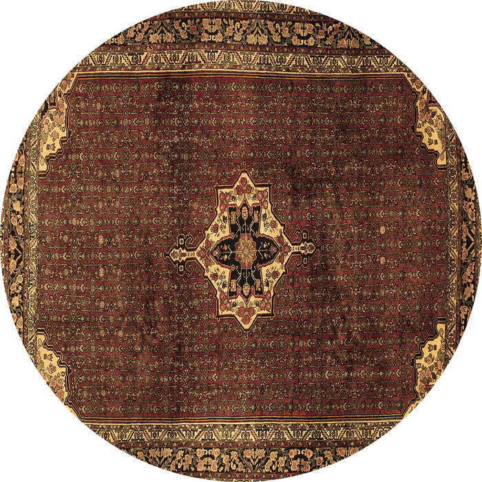 Round Machine Washable Persian Brown Traditional Rug, wshtr2280brn