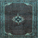 Square Machine Washable Persian Light Blue Traditional Rug, wshtr2280lblu