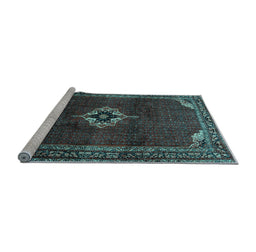 Sideview of Machine Washable Persian Light Blue Traditional Rug, wshtr2280lblu