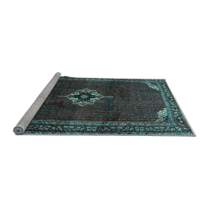 Sideview of Machine Washable Persian Light Blue Traditional Rug, wshtr2280lblu