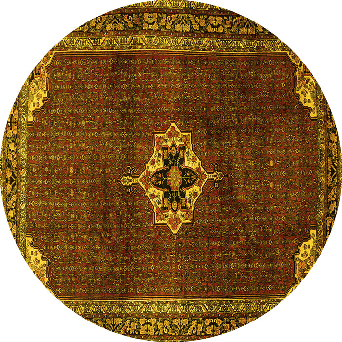 Round Persian Yellow Traditional Rug, tr2280yw