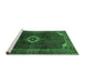 Sideview of Machine Washable Persian Emerald Green Traditional Area Rugs, wshtr2280emgrn