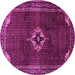 Round Machine Washable Persian Pink Traditional Rug, wshtr2280pnk