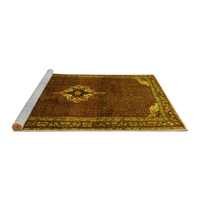 Sideview of Machine Washable Persian Yellow Traditional Rug, wshtr2280yw