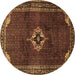 Round Persian Brown Traditional Rug, tr2280brn