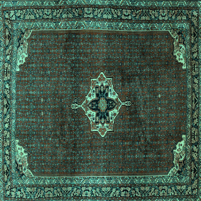 Square Machine Washable Persian Turquoise Traditional Area Rugs, wshtr2280turq