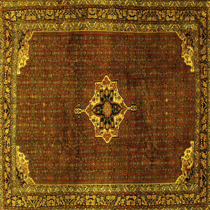 Square Machine Washable Persian Yellow Traditional Rug, wshtr2280yw