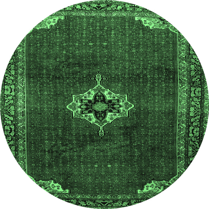 Round Persian Emerald Green Traditional Rug, tr2280emgrn