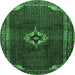 Round Persian Emerald Green Traditional Rug, tr2280emgrn